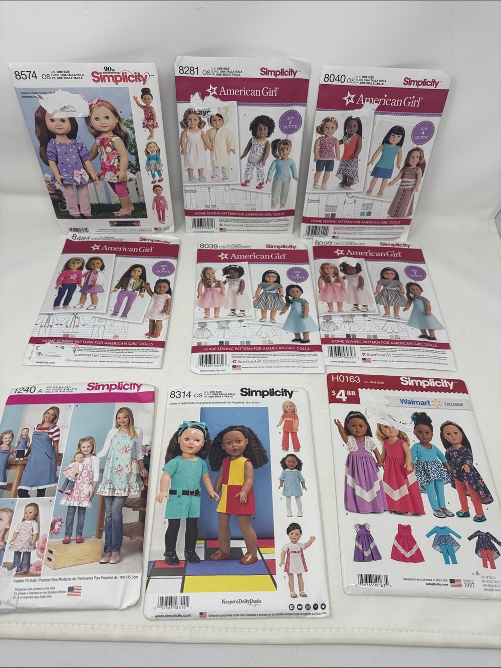 SIMPLICITY SEWING LOT OF 9 UNCUT PATTERNS AMERICAN GIRL DOLL GIRL MOM APRONS